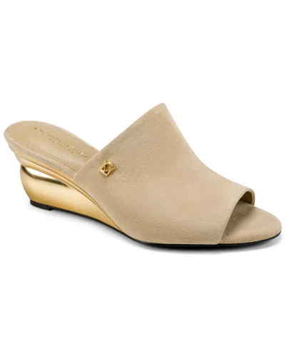 Donna Karan Women's Wedge Mules In Nude