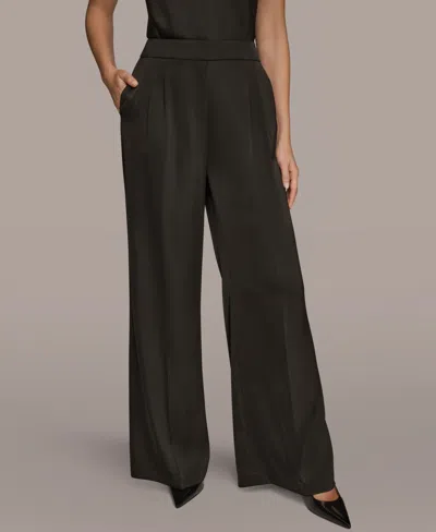 Donna Karan Women's Wide Leg Mid Rise Pants In Black