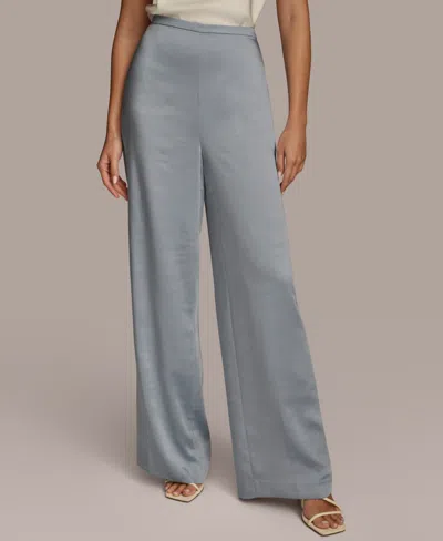 Donna Karan Women's Wide-leg Satin Pants In Glacial Blue