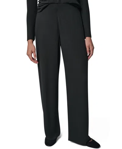 Donna Karan Women's Wide-leg Flat Front Pull-on Pants In Black