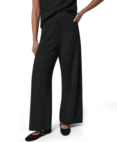 Donna Karan Women's Wide-leg High-waisted Pull-on Wool Pants In Black