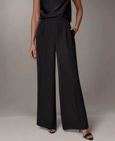 Donna Karan Women's Wide-leg Pull-on Pleated Pants In Black
