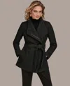 Donna Karan Women's Wing Collar Belted Coat In Black