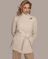 Donna Karan Women's Wing Collar Belted Coat In White