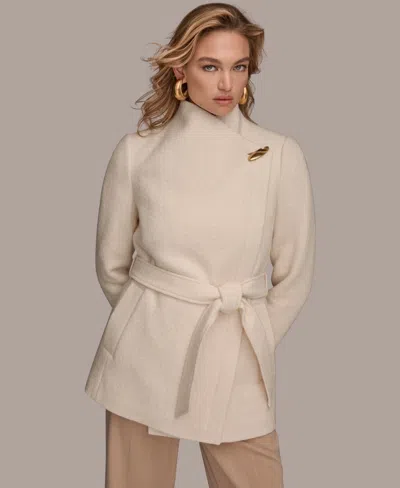 Donna Karan Women's Wing Collar Belted Coat In White