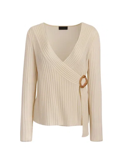 Donna Karan Women's Wool Rib-knit Tie-waist Cardigan In White
