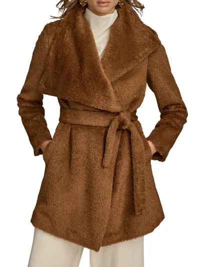 Donna Karan Women's Wool-blend Belted Wrap Coat In Brown