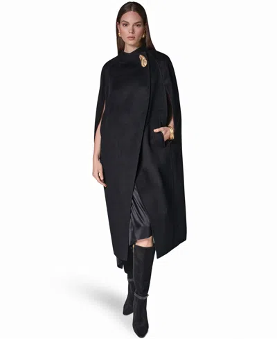 Donna Karan Women's Wool-blend Maxi Cape Coat In Black