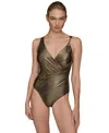 Donna Karan Women's Wrap Front One-piece Swimsuit In Gold