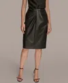 Donna Karan Women's Wrap Waist Faux Leather Pencil Skirt In Black