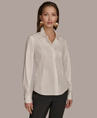 Donna Karan Women's Wrist-hardware Button-down Shirt In Cream