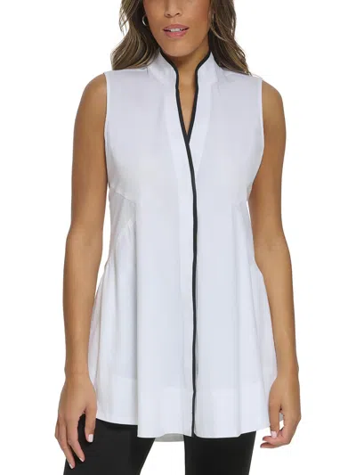 Donna Karan Womens Above Knee Cotton Mini Dress In White