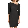 Donna Karan Womens Mini Asymmetric Sheath Dress In Black