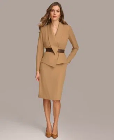 Donna Karan Womens Belted Blazer Pencil Skirt In Fawn ModeSens