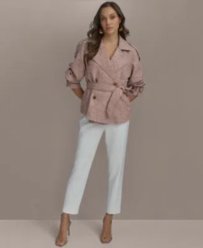 Donna Karan Womens Belted Jacket Straight Leg Pants In Apricot Haze