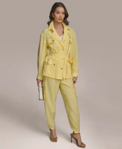 Donna Karan Womens Belted Utility Jacket Cargo Pants In Panna Cotta