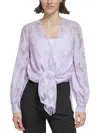 Donna Karan Floral Devore Tie-front Blouse In Multi