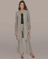 Donna Karan Womens Button Sleeve Jacket Straight Leg Mid Rise Pants In Gray