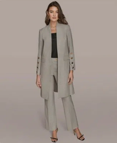 Donna Karan Womens Button Sleeve Jacket Straight Leg Mid Rise Pants In Gray