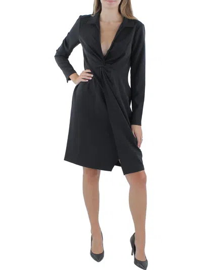 Donna Karan Womens Crepe Twist Front Sheath Dress In Black