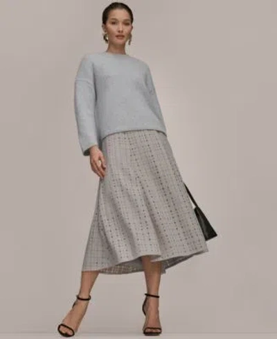 Donna Karan Womens Crewneck Oversized Sweater Side Zip A Line Skirt