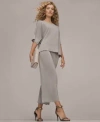 Donna Karan Womens Crewneck Sweater Sequin Detail Wide Leg Pants In Gray
