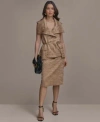 Donna Karan Womens Crinkle Satin Vest Pencil Skirt In Hazelnut