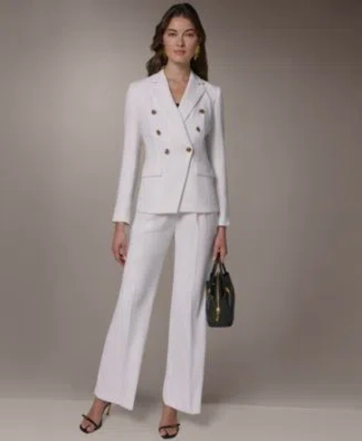 Donna Karan Womens Double Breasted Blazer High Waist Wide Leg Pants In Multi