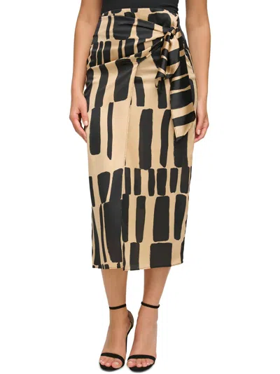 Donna Karan Womens Fau-wrap Polyester Wrap Skirt In Beige