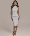 Donna Karan Womens Halter Vest Pencil Skirt In Cream