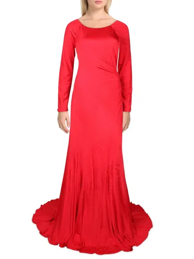 Donna Karan Womens Jersey Low Back Evening Dress In Red