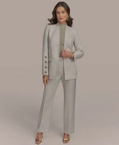 Donna Karan Womens Linen Blend Blazer Straight Leg Pants In Flax