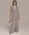 Donna Karan Womens Long Vest Straight Leg Pants In Cobblestone,cream