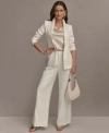 Donna Karan Womens Metallic Jacquard Blazer Wide Leg Pants