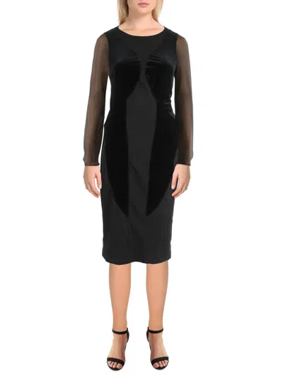 Donna Karan Womens Mixed Media Long Midi Dress In Black