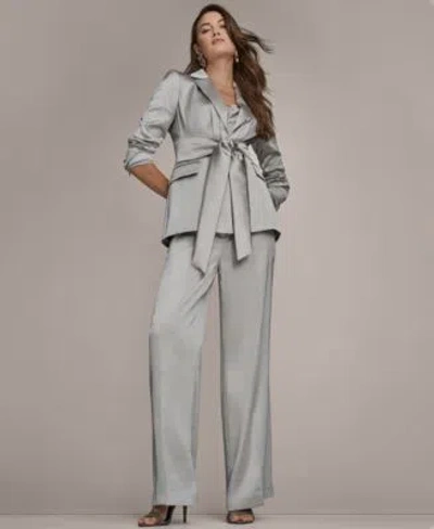 Donna Karan Womens Notch Lapel Blazer Wide Leg Mid Rise Pants In Gray