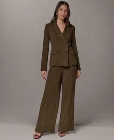 Donna Karan Womens Notch Lapel Collar Blazer High Rise Full Length Pants In Green