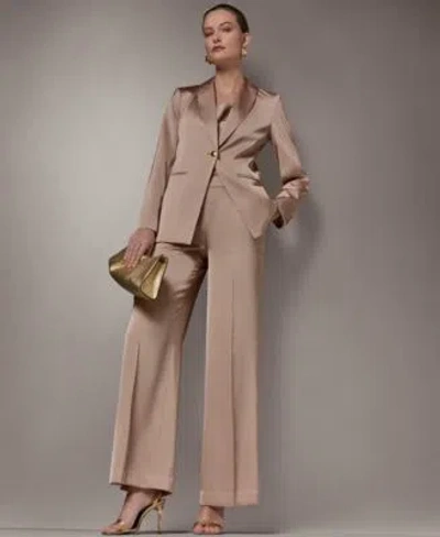 Donna Karan Womens One Button Blazer Wide Leg Pants In Brown