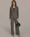 Donna Karan Womens One Button Jacket Charmeuse Wide Leg Pants In Gray