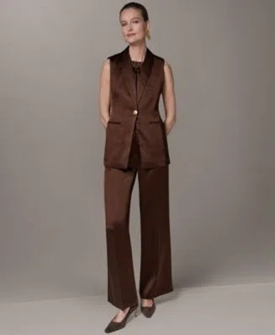 Donna Karan Womens One Button Vest High Waisted Pants In Citrus