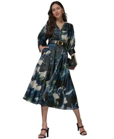 Donna Karan Womens Organza Printed Shirt Dress In Animal Print