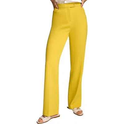 Donna Karan Womens Pocket Polyester Straight Leg Pants In Yellow