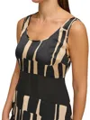 Donna Karan Womens Printed Polyester Pullover Top In Multi