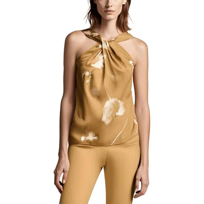 Donna Karan Womens Printed Satin Halter Top