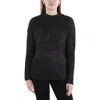 Donna Karan Womens Ribbed Knit Metallic Mock Turtleneck Sweater In Black