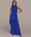 Shop Donna Karan Womens Sleeveless Plisse Top Pull On Pants In Marbella