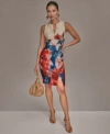 Donna Karan Womens Sleeveless Scuba Sheath Dress 0p 16 In Multi