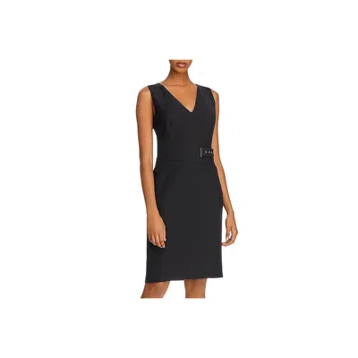 Donna Karan Womens Sleeveless V-neck Sheath Dress In Black