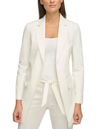 Donna Karan Womens Solid Cotton One-button Blazer In White