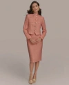 Donna Karan Womens Tweed Jacket Pencil Skirt In Apricot